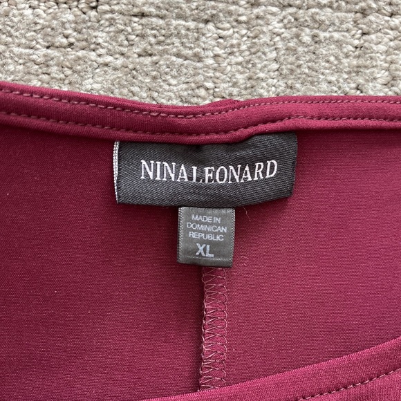 Nina Leonard Burgundy High-Low 3/4 Sleeve Dress w/ Pockets - Picture 8 of 8